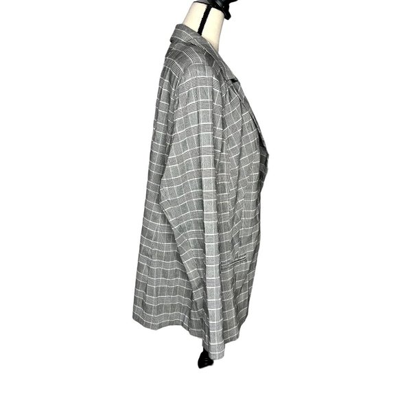 Lane Bryant Black White Plaid One Button Notched Lapel Bryant Blazer Size 22 - Picture 2 of 7
